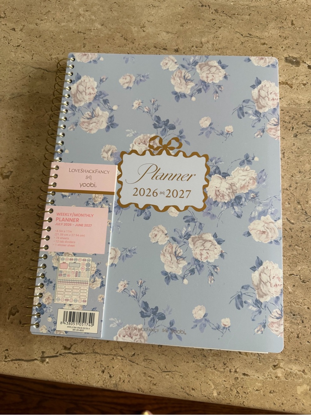 LoveshackFancy/ Yoobi Blue Floral 2026-2027 Planner